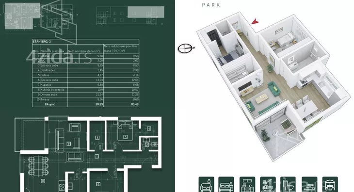 Trosoban stan | 4zida