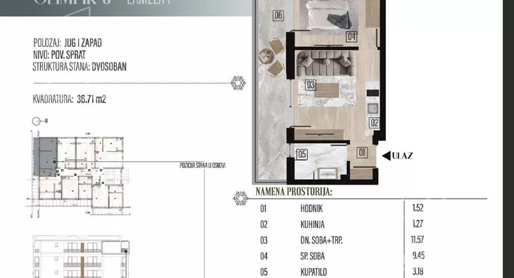 Jednosoban stan | 4zida