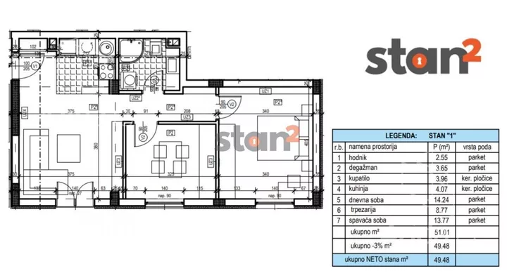 Jednoiposoban stan | 4zida