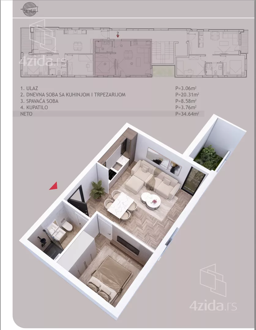 Jednoiposoban stan | 4zida