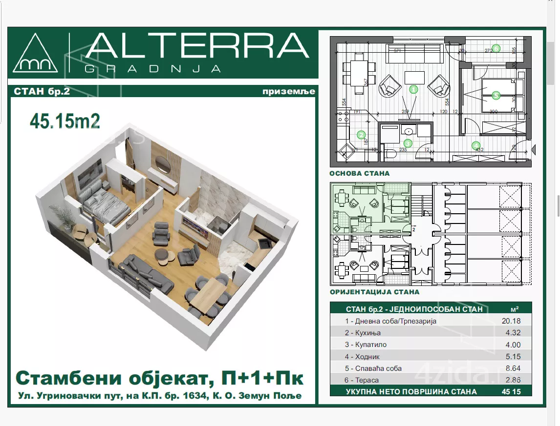 Jednoiposoban stan | 4zida