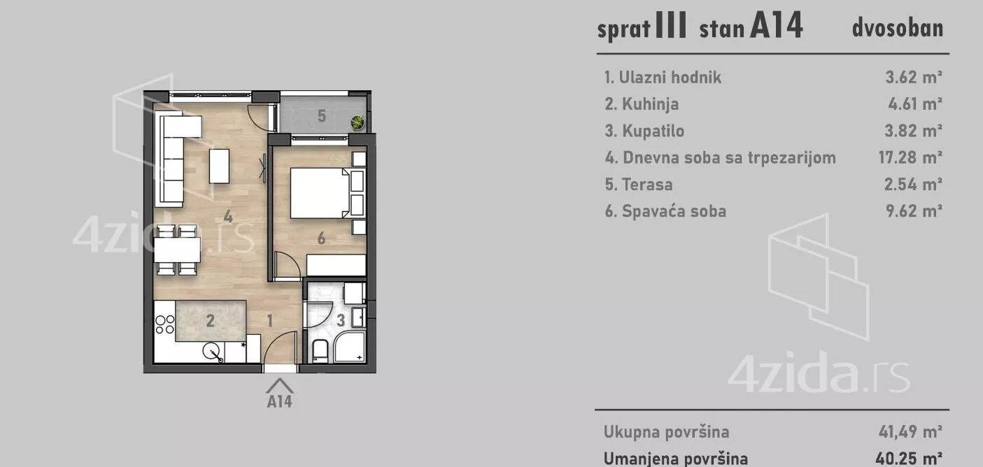 Dvosoban stan | 4zida