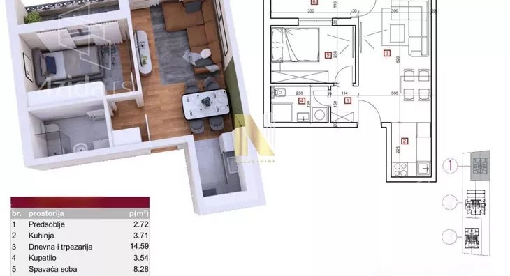 Jednoiposoban stan | 4zida