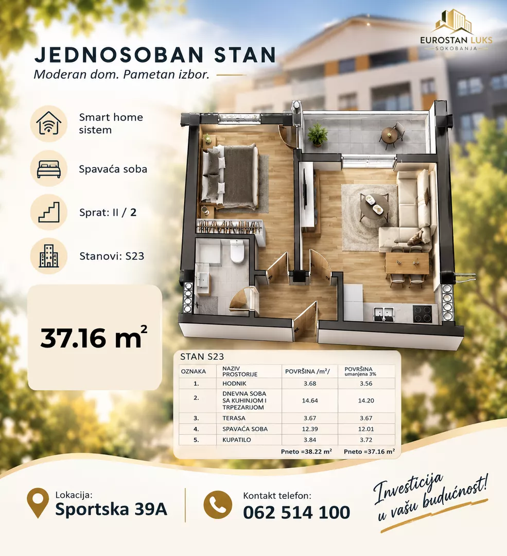 Jednoiposoban stan | 4zida