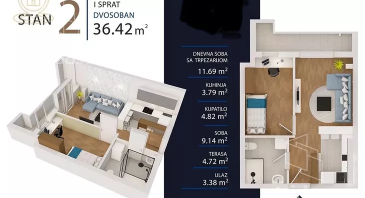 Dvosoban stan | 4zida