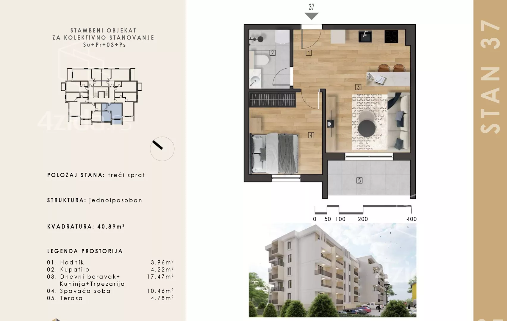 Jednosoban stan | 4zida