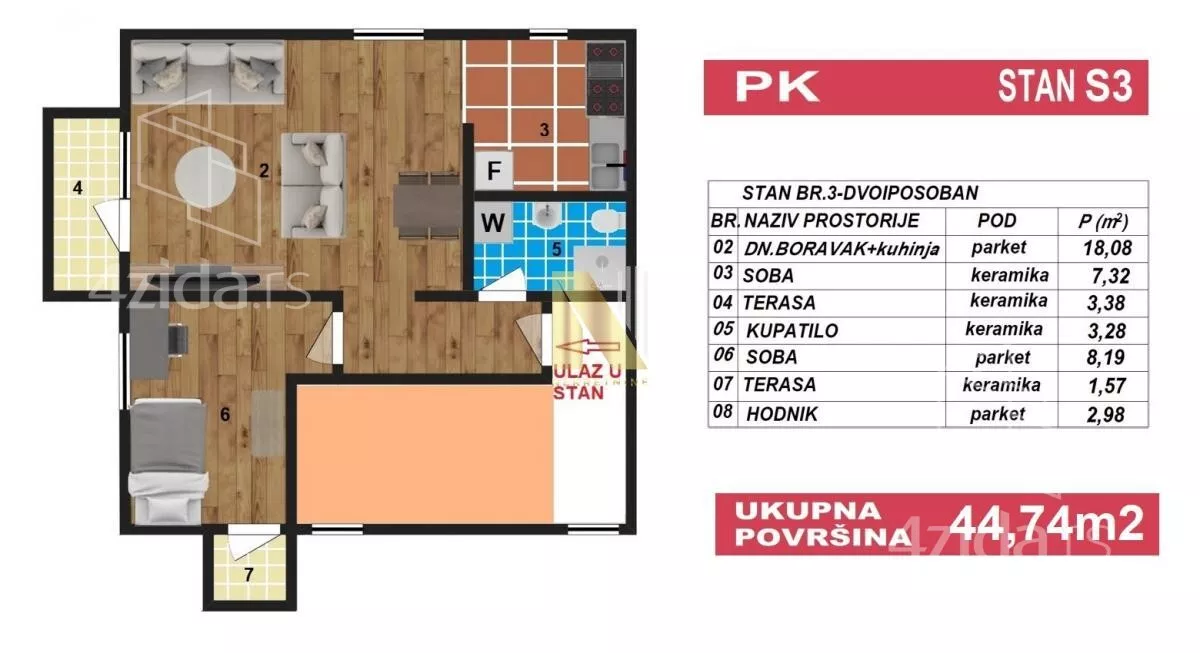 Jednoiposoban stan | 4zida