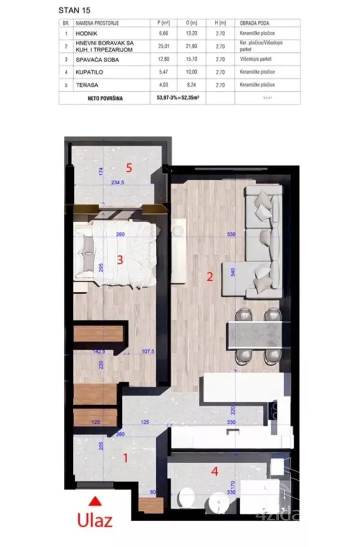 Jednoiposoban stan | 4zida