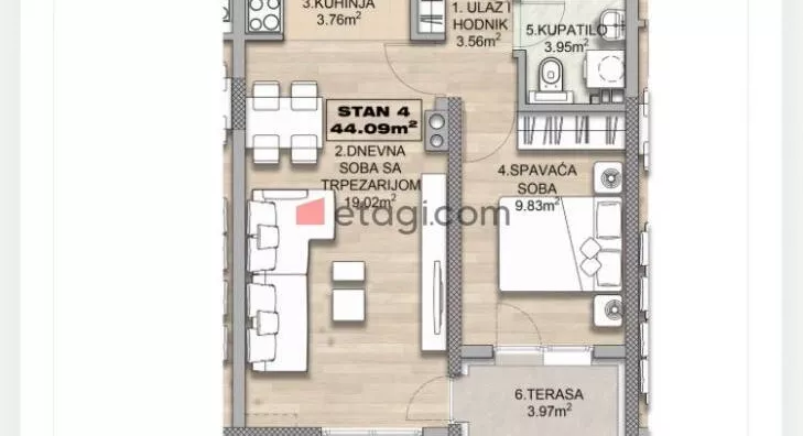 Jednoiposoban stan | 4zida