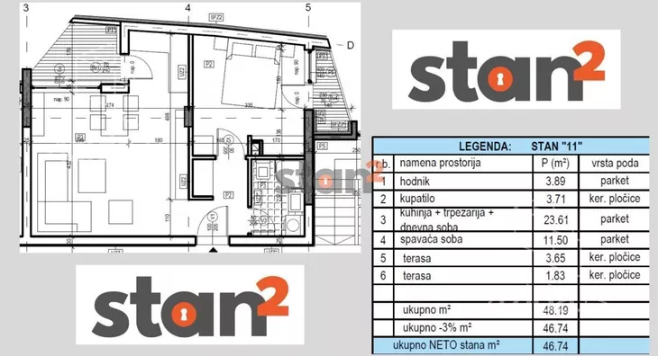 Jednoiposoban stan | 4zida