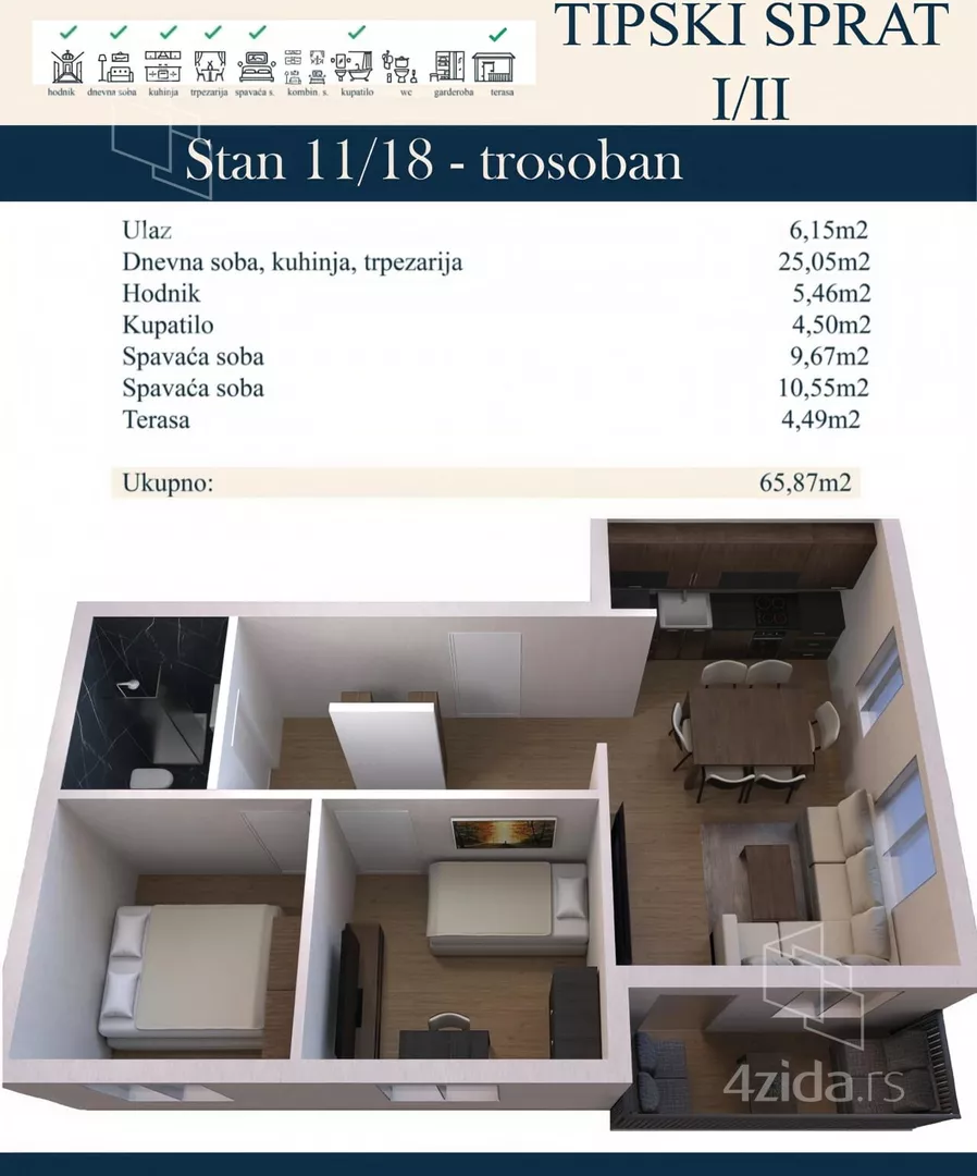 Trosoban stan | 4zida