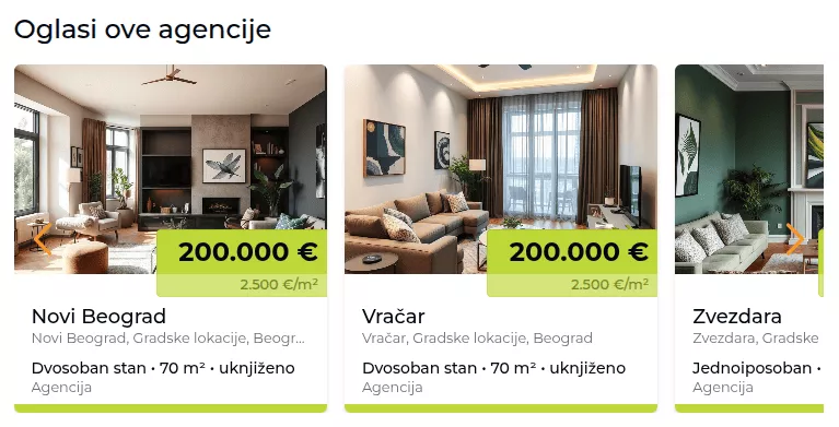 Oglasi bez ponude konkurencije - na detaljima vaših oglasa u rubrici 'Slični oglasi' nalaze se isključivo oglasi vaše agencije