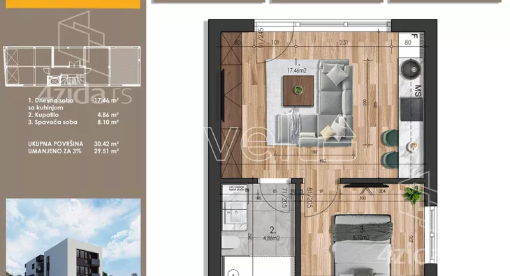 Jednoiposoban stan | 4zida