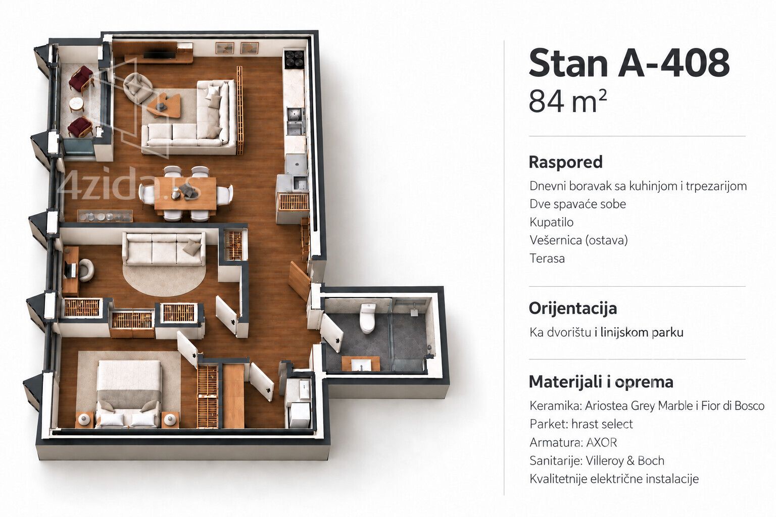 three-room apartment for sale, Kralja Milana, 646.800€, 84m² — photo