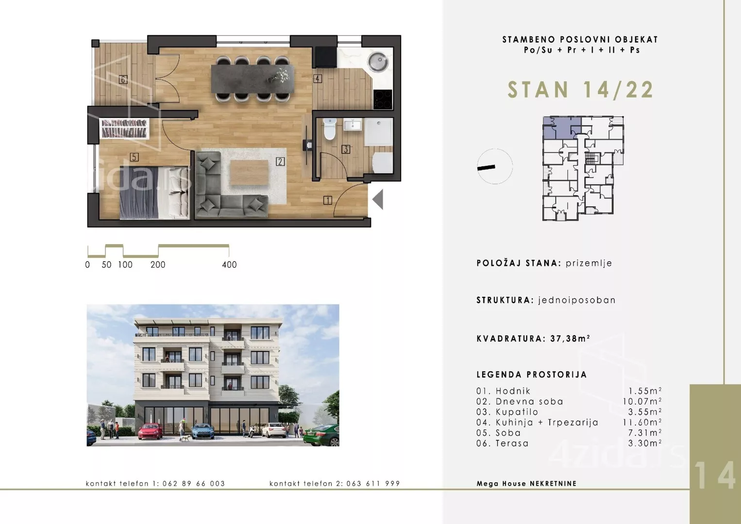 Jednosoban stan | 4zida