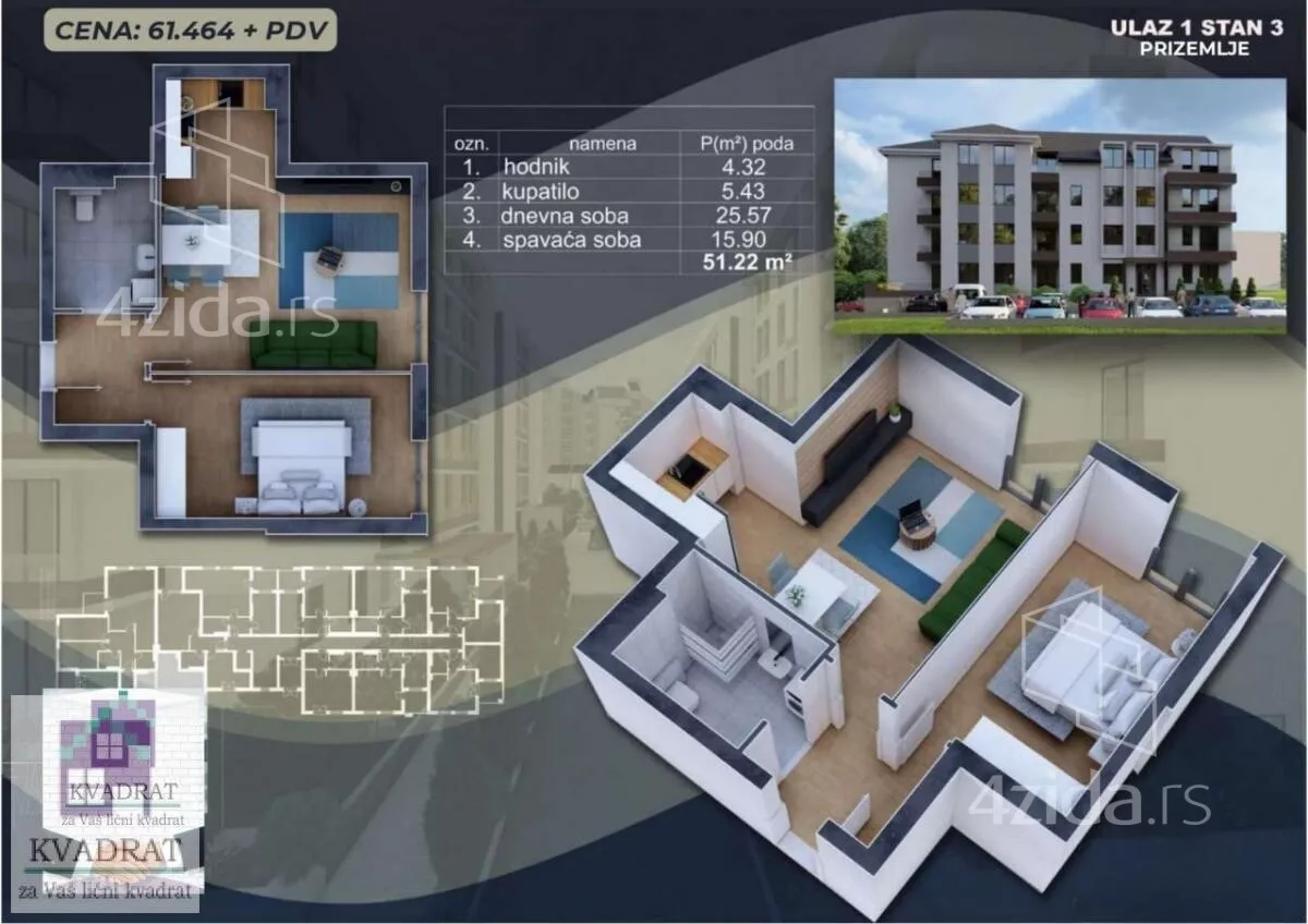 Jednoiposoban stan | 4zida