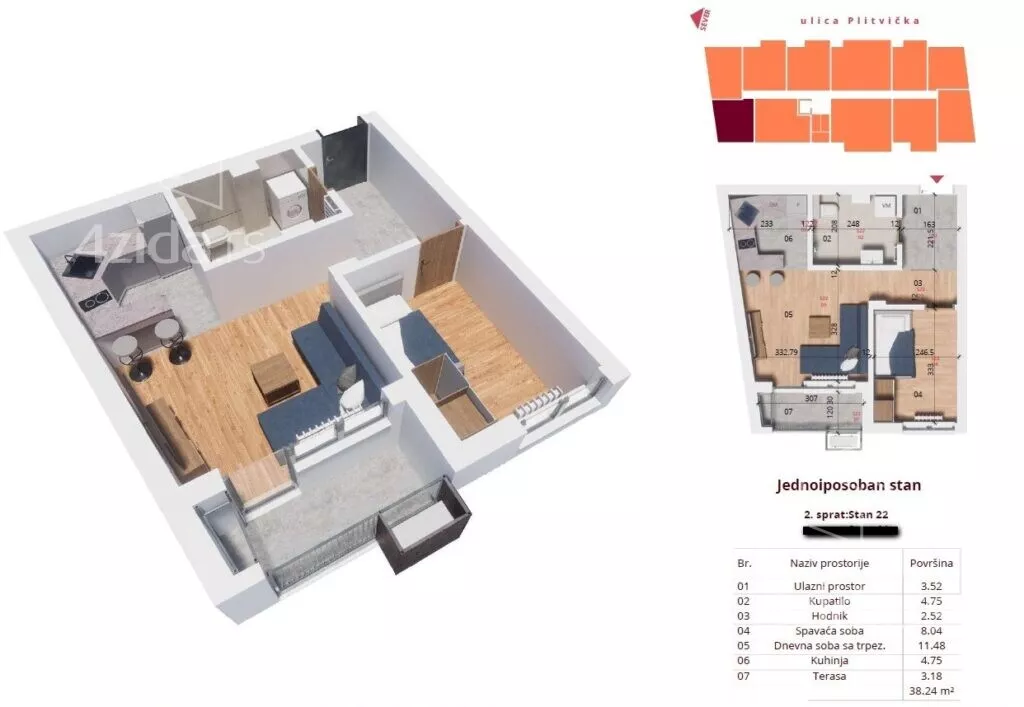 Jednoiposoban stan | 4zida