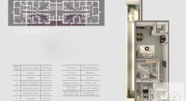 Trosoban stan | 4zida