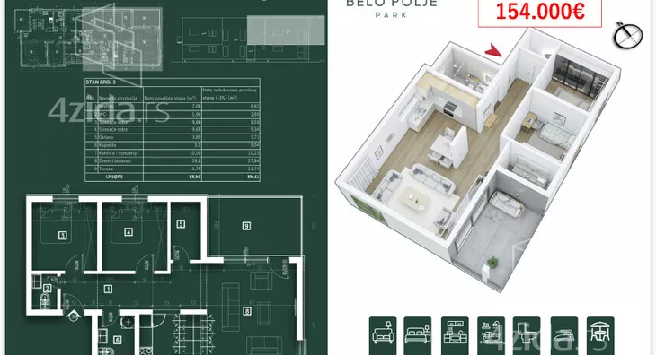Trosoban stan | 4zida