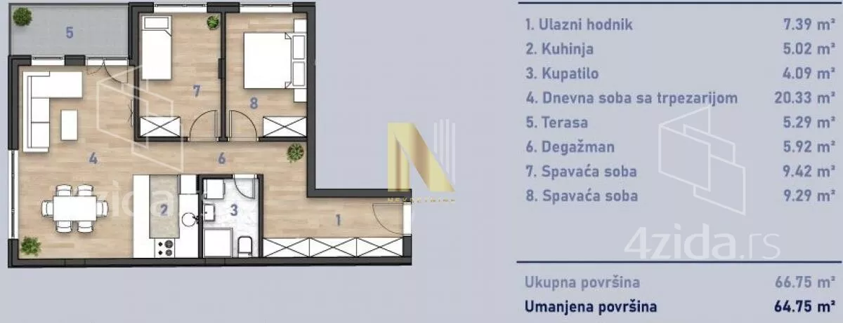 Trosoban stan | 4zida