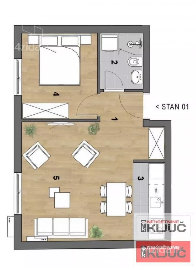 Jednoiposoban stan | 4zida