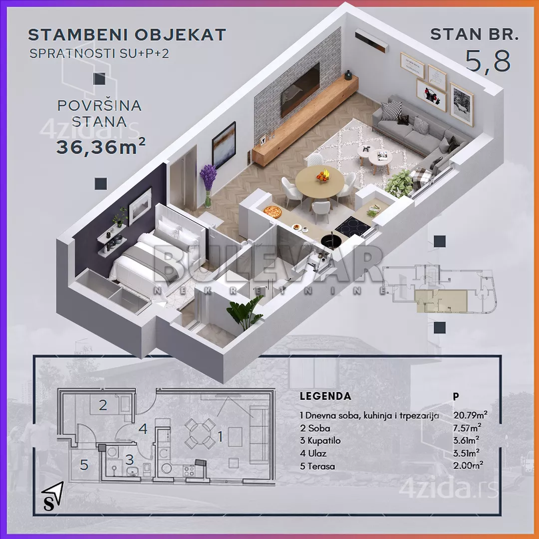 Jednoiposoban stan | 4zida