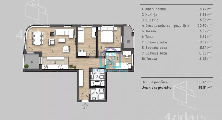 Troiposoban stan | 4zida