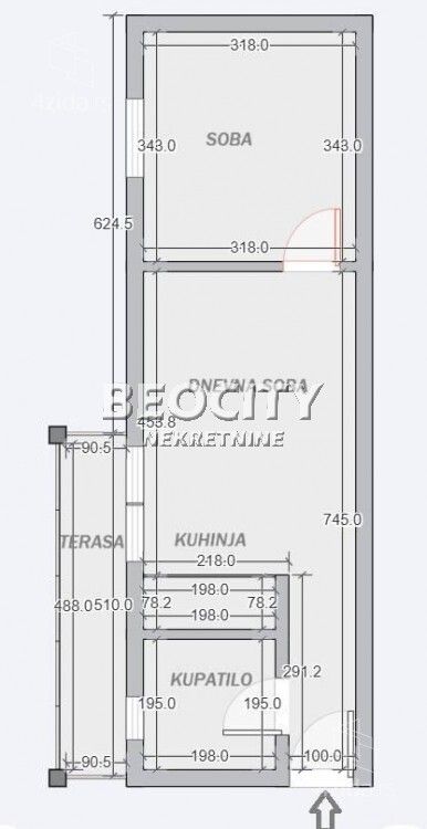 Apartament me 1 dhoma, 37 m²