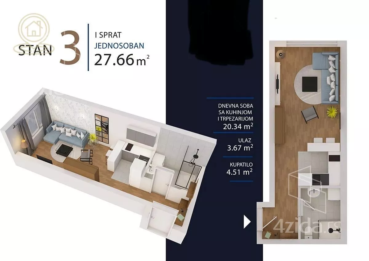 Jednosoban stan | 4zida