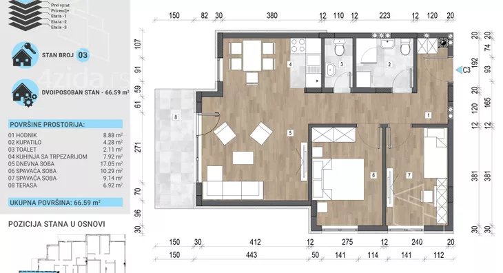 Trosoban stan | 4zida