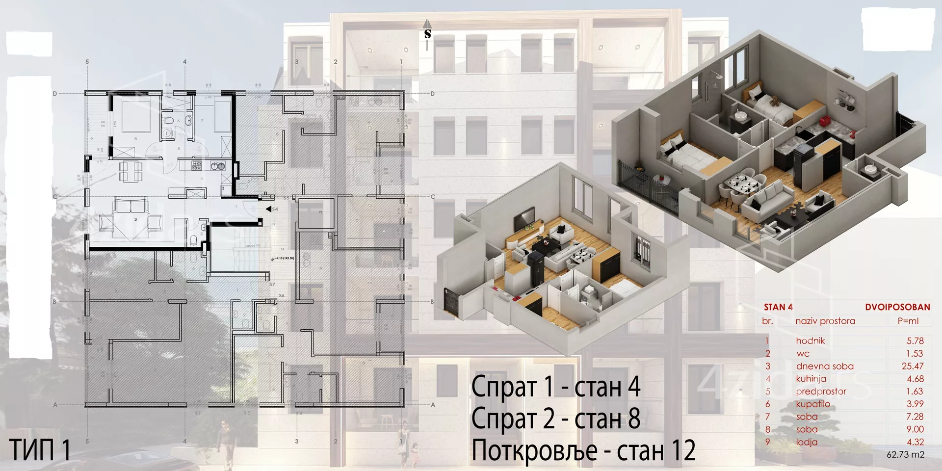 Trosoban stan | 4zida