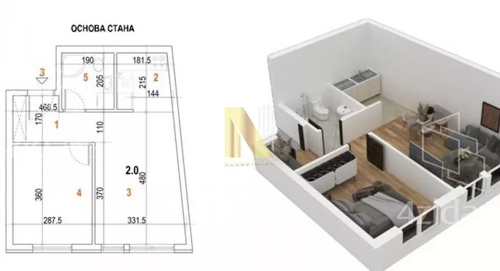 Jednoiposoban stan | 4zida