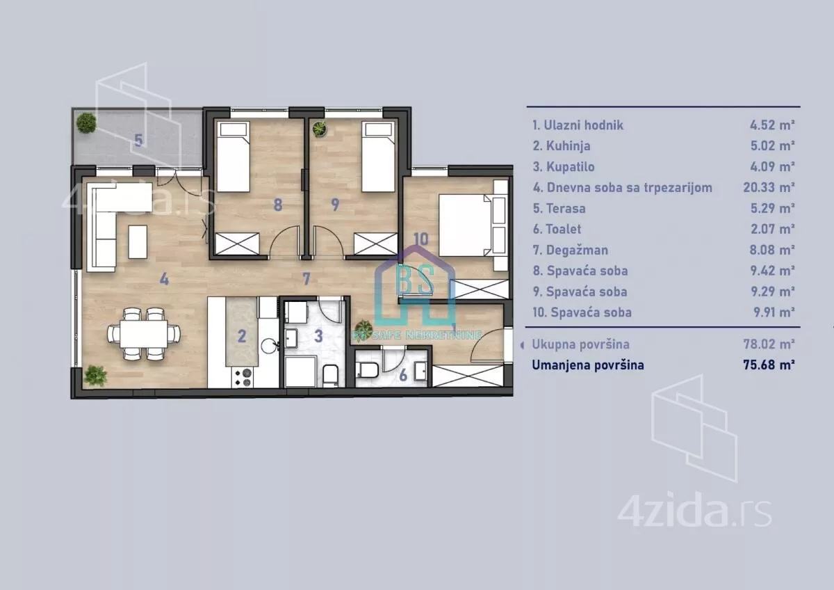 Troiposoban stan | 4zida