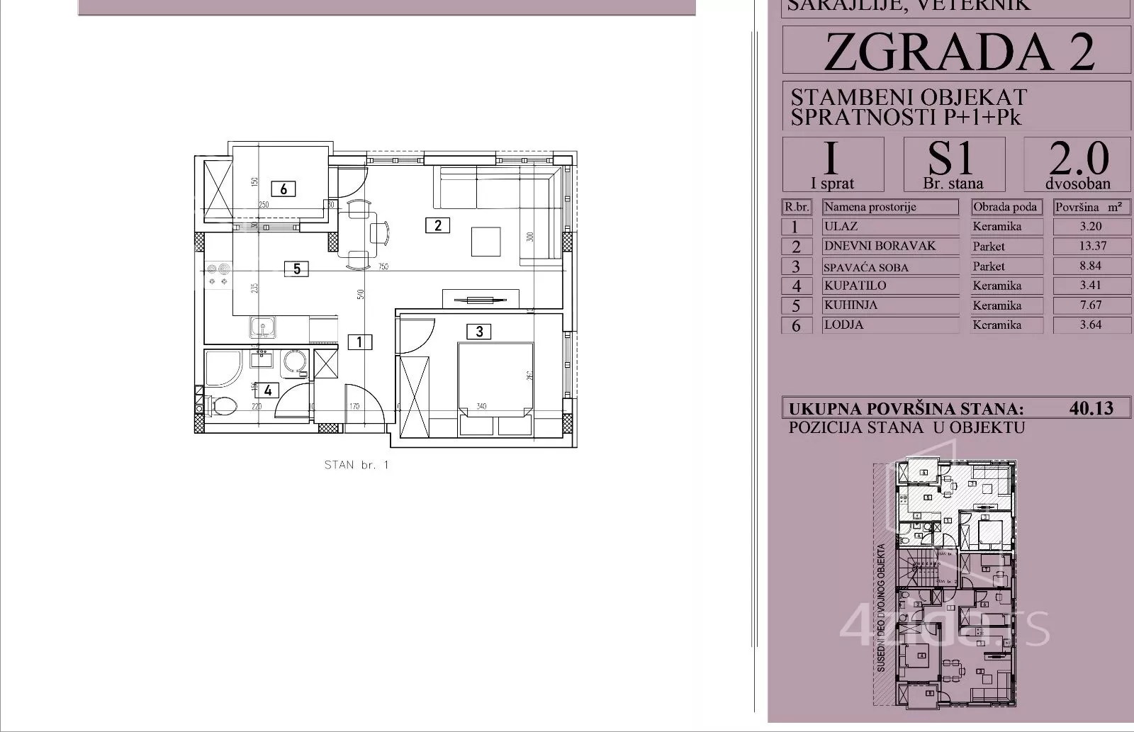 Jednosoban stan | 4zida