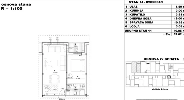 Jednoiposoban stan na prodaju, Novo Naselje, 106.100€, 39m² - stampaj