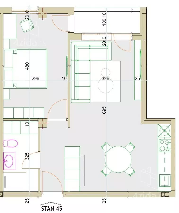 Jednoiposoban stan | 4zida