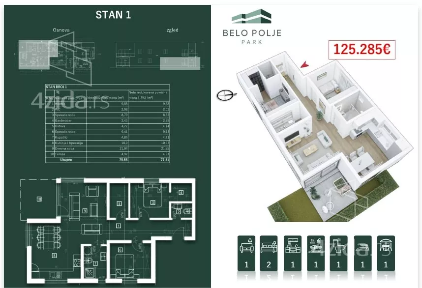Trosoban stan | 4zida