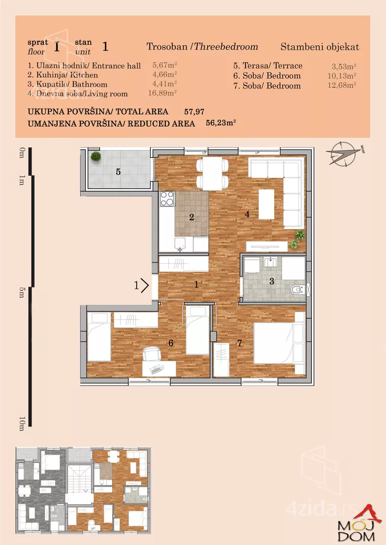 Trosoban stan | 4zida