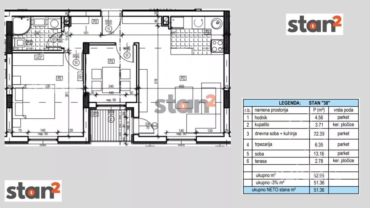 Jednoiposoban stan | 4zida