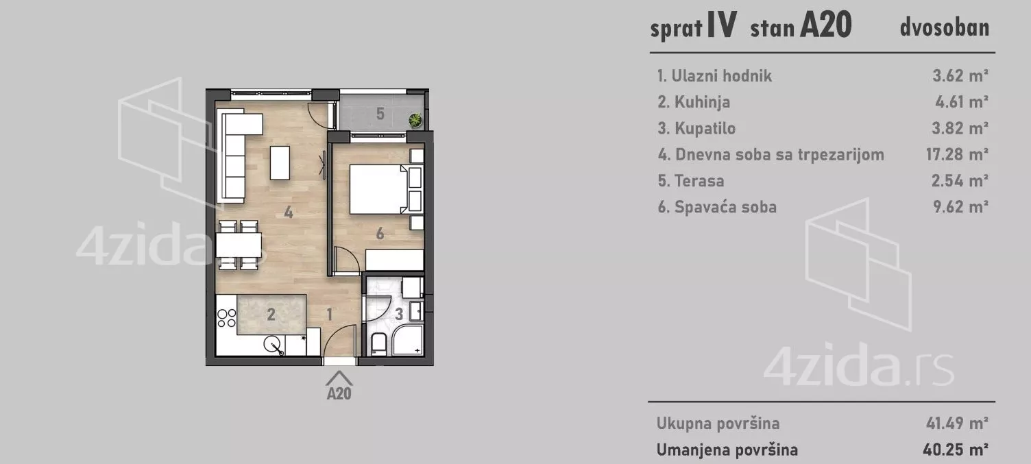 Dvosoban stan | 4zida