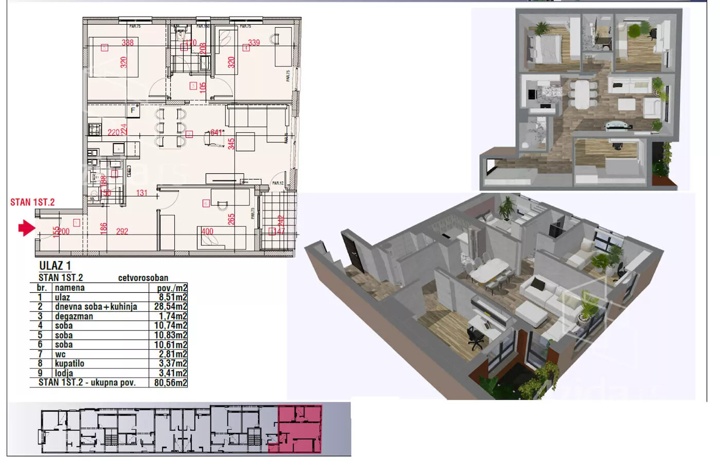 Trosoban stan | 4zida