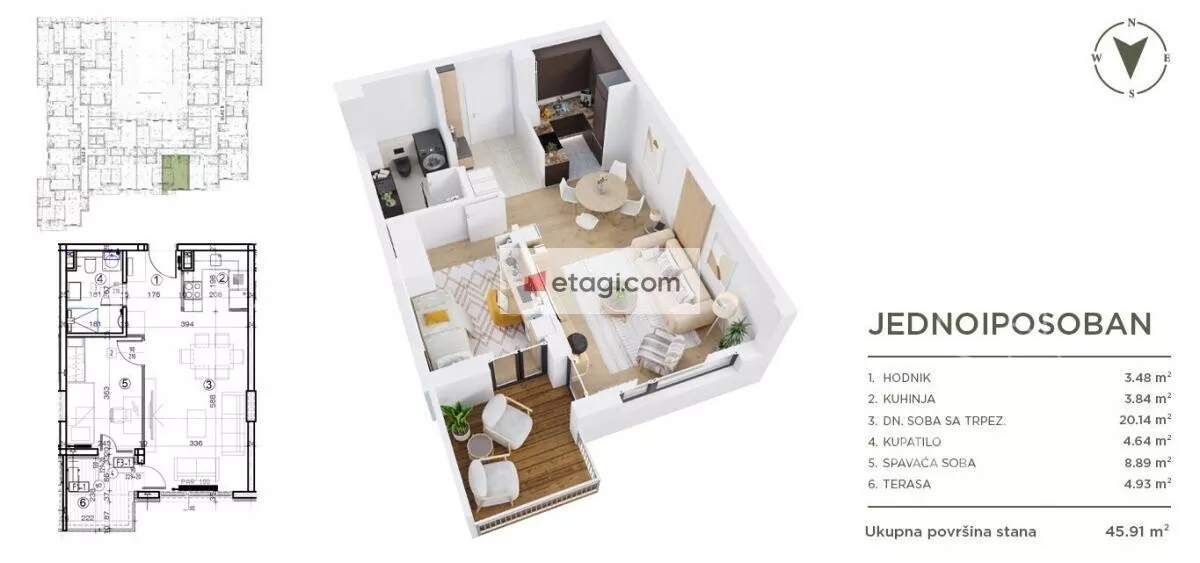 Jednoiposoban stan | 4zida