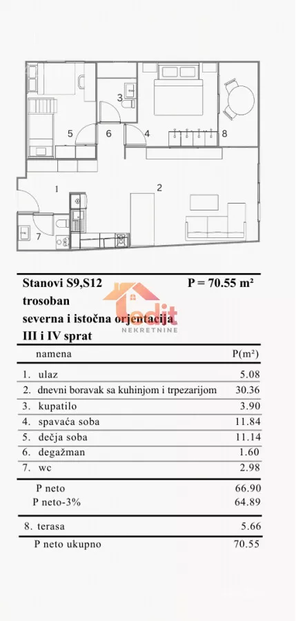Trosoban stan | 4zida