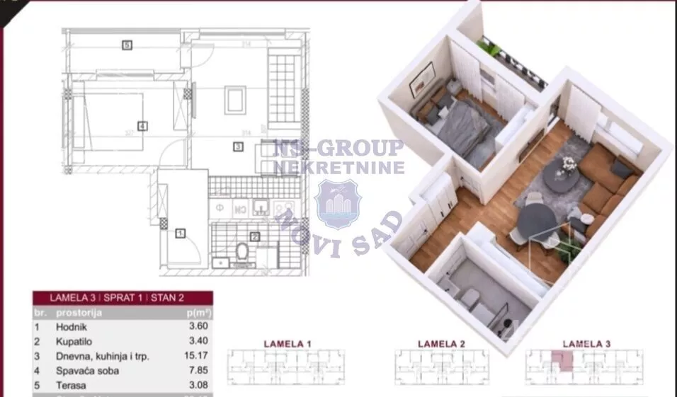 Jednoiposoban stan | 4zida