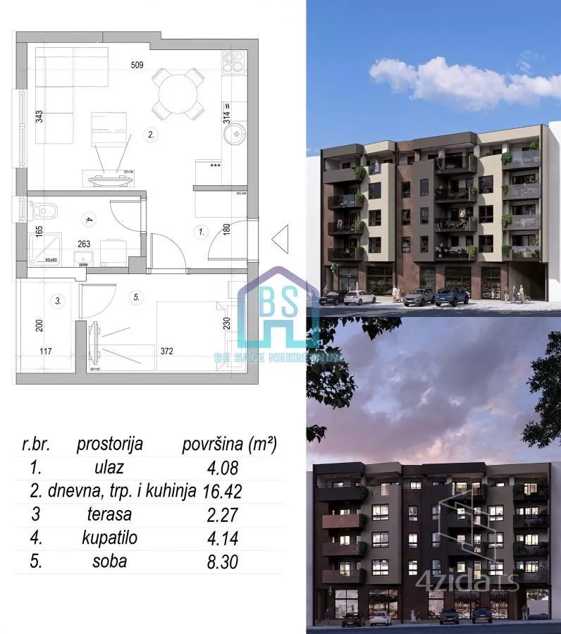 Jednoiposoban stan | 4zida