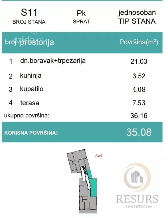 Jednosoban stan | 4zida
