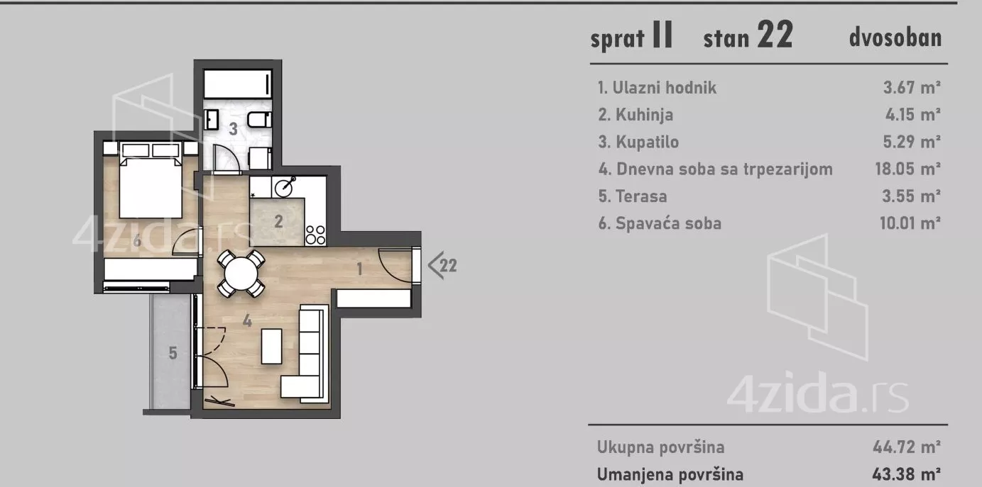 Dvosoban stan | 4zida