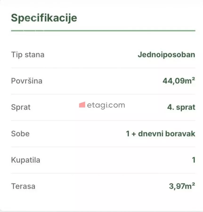 Jednoiposoban stan | 4zida